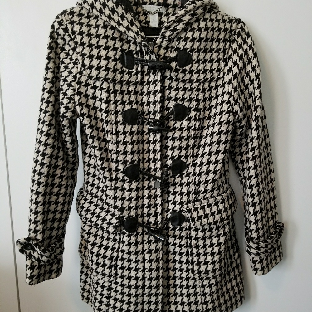 Charter Club Houndstooth Coat w/ Hood (Petite)